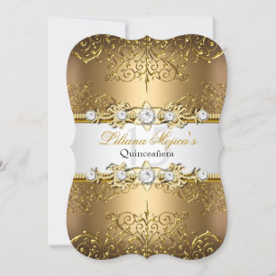 Convites Elegante Dourado Glamor Quinceanera 2