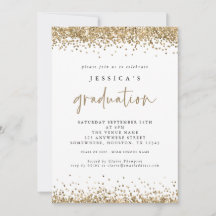 Elegante Dourado Glitter 2024 Graduação Branco