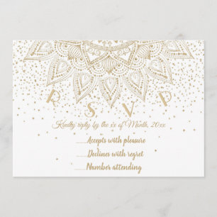 Convites Elegante Dourado Mandala Confetti Design