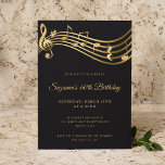 Convites Elegante Dourado Music Notes Modern 60th Birthday<br><div class="desc">Este elegante convite de 60 anos, editável, apresenta uma loja com notas musicais e uma clave tripla em ouro falso sobre um fundo negro complementado pela tipografia moderna da escrita. Perfeito para festas de aniversário adultas, eventos musicais e amantes da música. Personalize-o com o seu próprio texto e utilize a...</div>