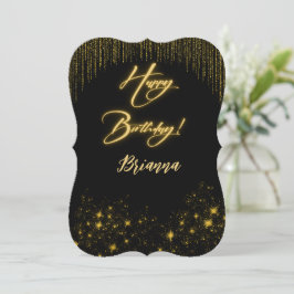 Convites Elegante Dourado no Aniversário Negro