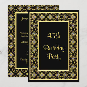 Convites Elegante Dourado, o 45º aniversário de Diamond Gem