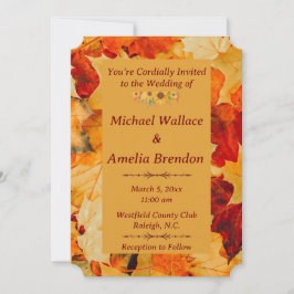 Convites Elegante, Dourado outono deixa Casamento outono