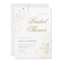 Elegante Dourado Peonies Floral SketChá de panela