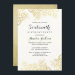 Convites Elegante Dourado Vintage Floral 16º Aniversário<br><div class="desc">Mais Elegantes Convidações de Aniversário Floral na Loja Little Bayleigh! Por favor,  note: não é folha de papel real.</div>