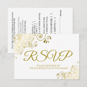 Convites Elegante Download de RSVP de Casamento em Dourado 