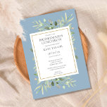 Convites Elegante Dusty Blue Greenery Bridesmaids Luncheon<br><div class="desc">Apresentando delicadas folhas verde-aquáticas em um fundo azul empoeirado,  este convite para almoço das damas de honra pode ser personalizado com suas informações especiais sobre eventos de celebração. Projetado por Thisnotme©</div>