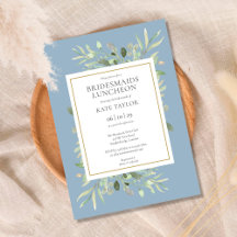 Elegante Dusty Blue Greenery Bridesmaids Luncheon