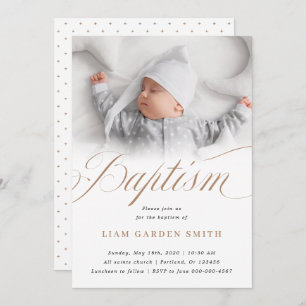 Convites Elegante Dusty Cream Scallops Criando Batismo I