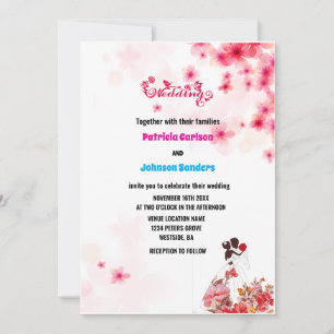 Convites Elegante Dusty Rosa, Casamento Floral Rosa Burgund