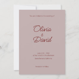 Convites Elegante Dusty Rosa e Rosa Cinnamon Casamento