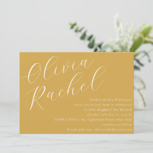 Convites Elegante Dusty Yellow Script Minimamente Bat Mitzv