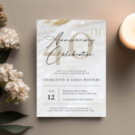Convites Elegante e clássica textura de pérola 40º aniversá