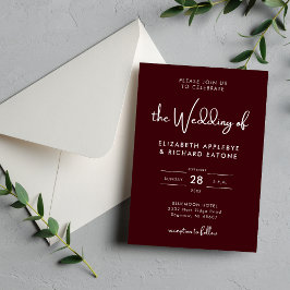 Convites Elegante e Moderno Casamento Burgundy