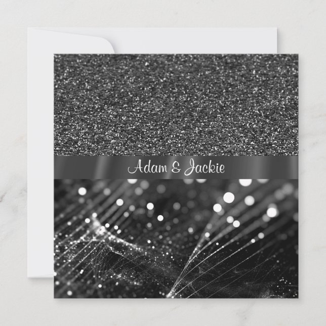 Convites ELEGANTE E MODERNO CASAMENTO DIVIDIDO preto e bran (Frente)