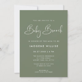 Convites Elegante e moderno Dark Sage Green Baby Brunch