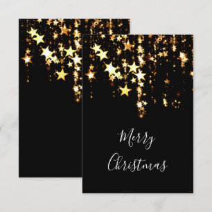 Convites elegante e moderno estrelas de ouro de Natal Merry