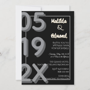 Convites Elegante e Moderno Preto e Branco Foto Personaliza