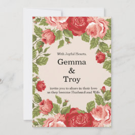 Convites Elegante e romântico, casamento de rosas vermelhas