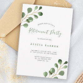 Convites Elegante e simples eucalipto deixa aposentadoria