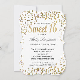 Convites Elegante e Simples Faux Dourada Confetti