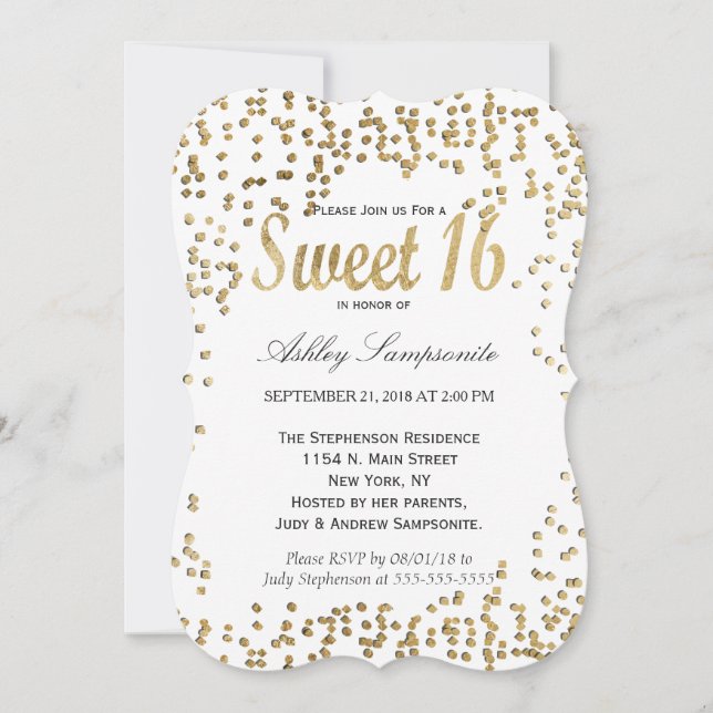 Convites Elegante e Simples Faux Dourada Confetti (Frente)