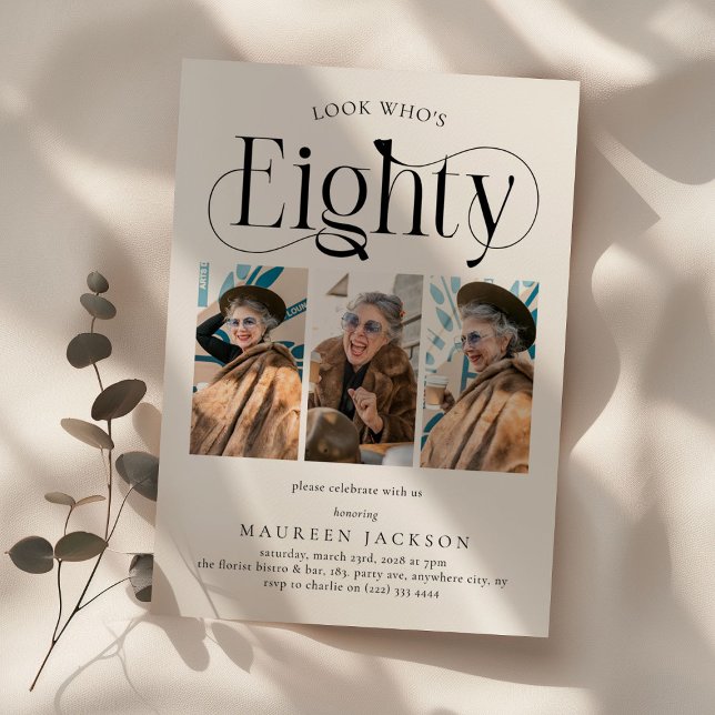 Convites Elegante EIGHTY 3 80 de colagem de fotos Aniversár (Criador carregado)