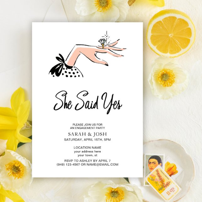 Convites Elegante Ela Disse Sim Noivado De Script De Caligr (Criador carregado)