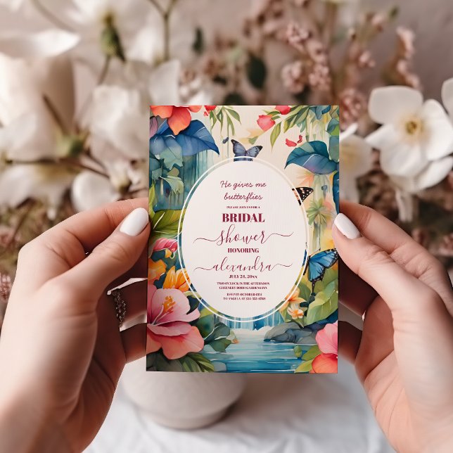 Convites Elegante Ele Me Dá Chá de panela De Borboletas (Criador carregado)