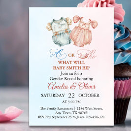 Convites Elegante Ele ou Ela Vintage Vintage Gênero Revelaç