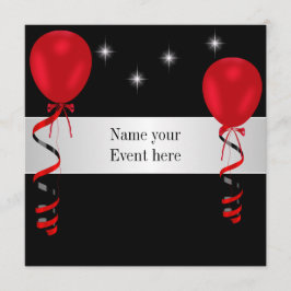 Convites Elegante Elegante Black Red Balloons - Evento Espe