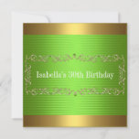 Convites Elegante Elegante Green & Dourado Eewel Aniversári<br><div class="desc">Festa de aniversário ou Convite para Todos os Eventos. Fundo Dourado e verde com metal Dourado com molas de joias verdes. Personalize com seus próprios detalhes.</div>