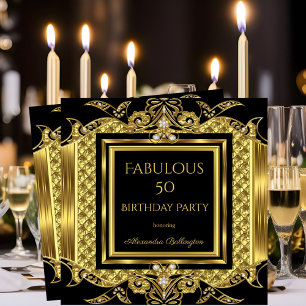 Convites Elegante Elite Formal Dourado Aniversário Preto