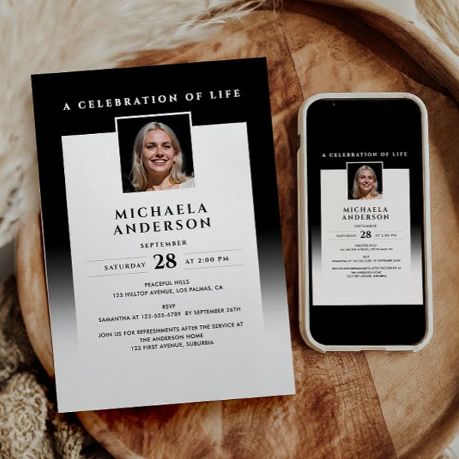 Convites Elegante Em Memória De Adorto Funeral/Memorial (Criador carregado)