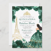 Elegante Emerald Green Dourada Tiara Paris Quincea