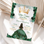 Convites Elegante Emerald Green Floral Gold Crown Mis Quinc<br><div class="desc">Elegante Coroa Floral de Ouro Emerald Green Mis Quince Convite Quinceañera,  Mis Quince 15 Anos,  16 Borboleta de Aniversário.</div>