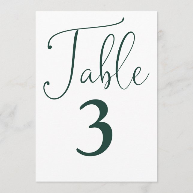 Convites Elegante Emerald Green - Número Simples de Mesa Gr (Frente)