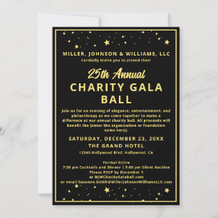 Convites Elegante Empresa Charity Gala Ball Budget Black