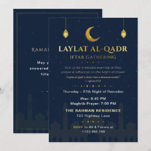 Convites Elegante Encontro de Iftar Laylat al-Qadr Azul-Mar