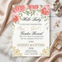 Elegante Enquete de Revelação de Gênero Floral Dou