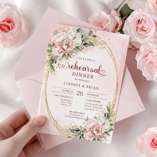 Convites Elegante Ensaiadinho Bohemiano Rosa Verdejante