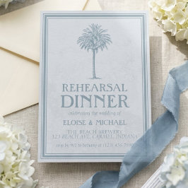 Convites Elegante Ensaio de Casamento com Palmeira em Azul