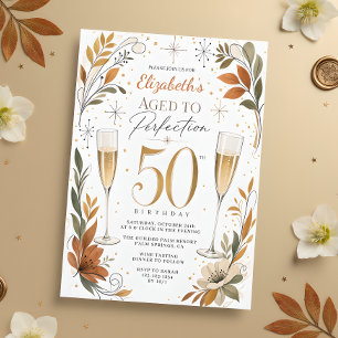 Convites Elegante Envelhecido à Perfeição Aniversário de 50