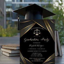 Convites Elegante Escala de Justiça Dourada Graduação Negra