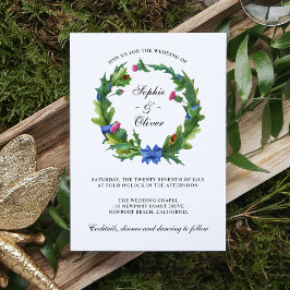Convites Elegante Escocês Thistle Floral Wreath