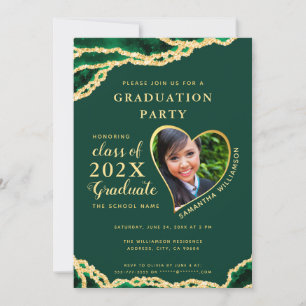 Convites Elegante Esmeralda e Ágata Dourada 2025 Fôto Gradu