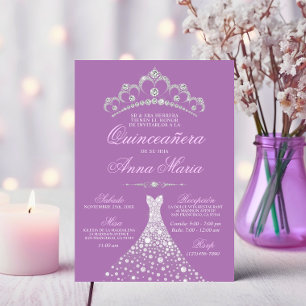Convites Elegante Espanhol Quinceañera Mis Quince Purple