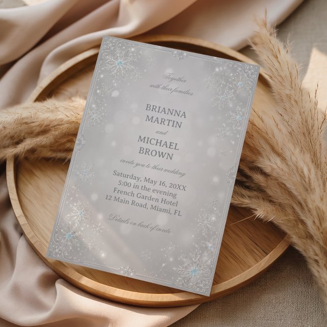 Convites Elegante esplendor de inverno do floco de neve pra (Criador carregado)