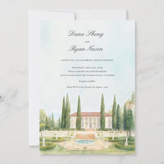 Convites Elegante Estate | Mapa de Casamento Ilustrado (Frente)