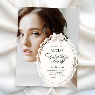 Convites Elegante estética coquete foto aniversário